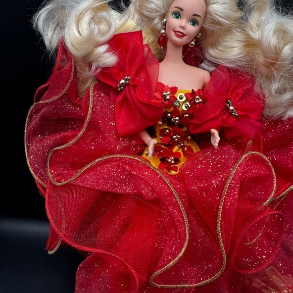 Vintage 1993 Mattel Barbie Doll Happy Holidays Special Edition Red Dress 10824 - Picture 5 of 11